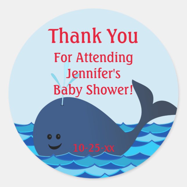 A Whale Of A Baby Shower Sticker (Front)