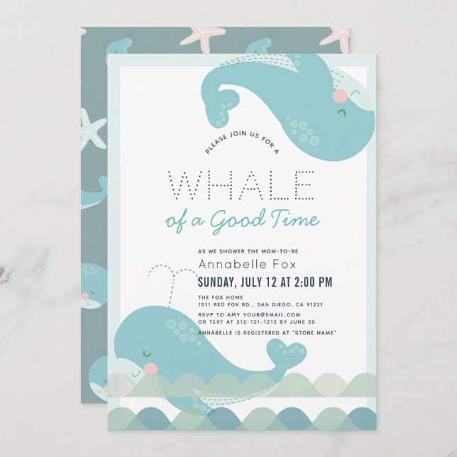 A Whale of a Good Time Blue Boy Baby Shower Invitation (Front/Back)