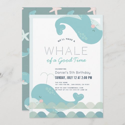 A Whale of a Good Time Blue Boy Birthday Invitation