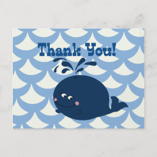 A Whale Of A Tail Nautical Blue Thank You - Postcard