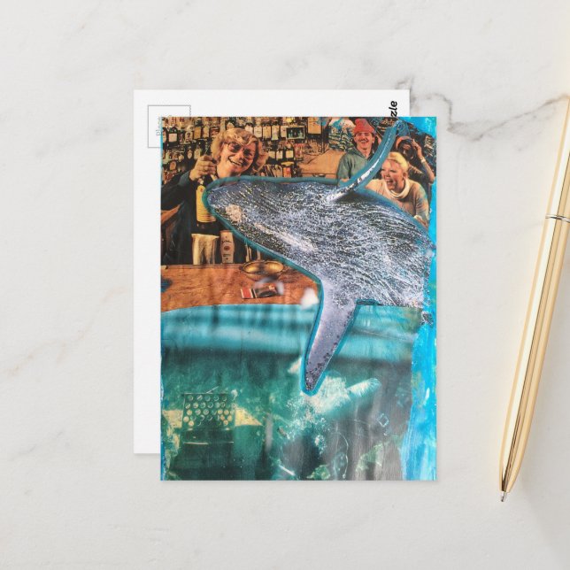 A Whale of a Time A Unique Surreal Collage Postcard (Front/Back In Situ)