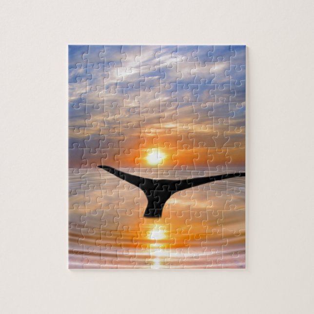 A whales tail at sunset jigsaw puzzle (Vertical)