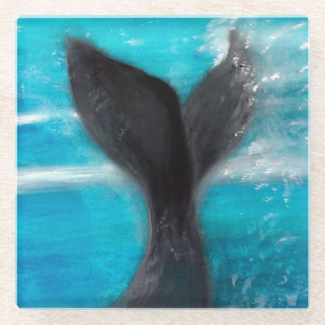 A Whale's Tail   Glass Coaster (Front)