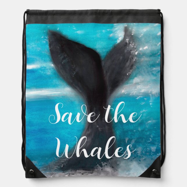 A Whale's Tail - Save the Whales Drawstring Bag (Front)
