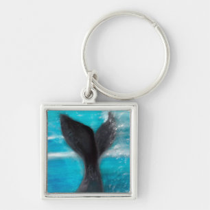 A Whale's Tail Watercolor Keychain