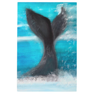 A Whale's Tail Watercolor Metal Print