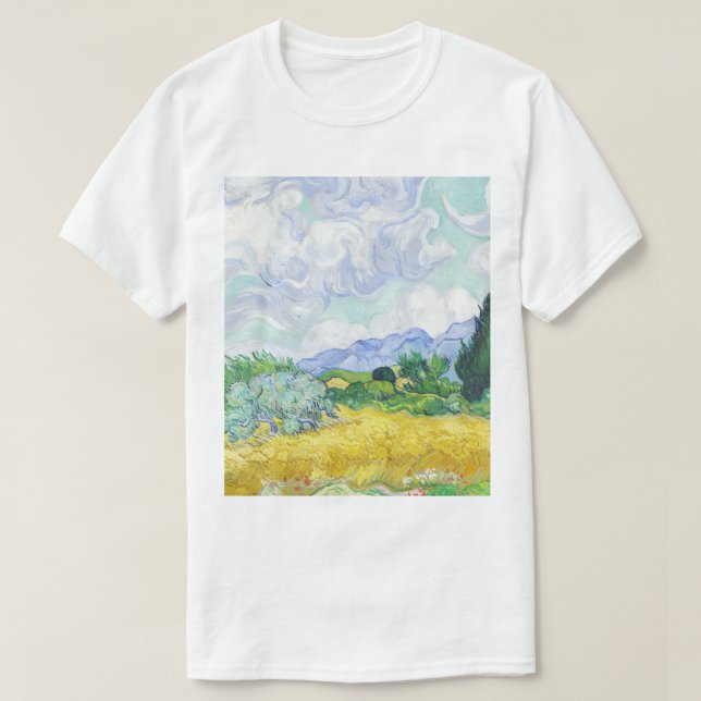 A Wheatfield with Cypresses - Vincent Van Gogh T-Shirt (Design Front)