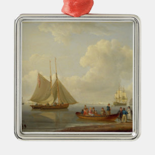 A Wherry Taking Passengers out to Two Anchored Pac Metal Ornament