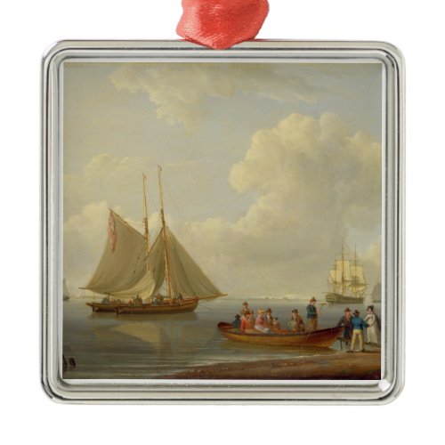A Wherry Taking Passengers out to Two Anchored Pac Metal Ornament