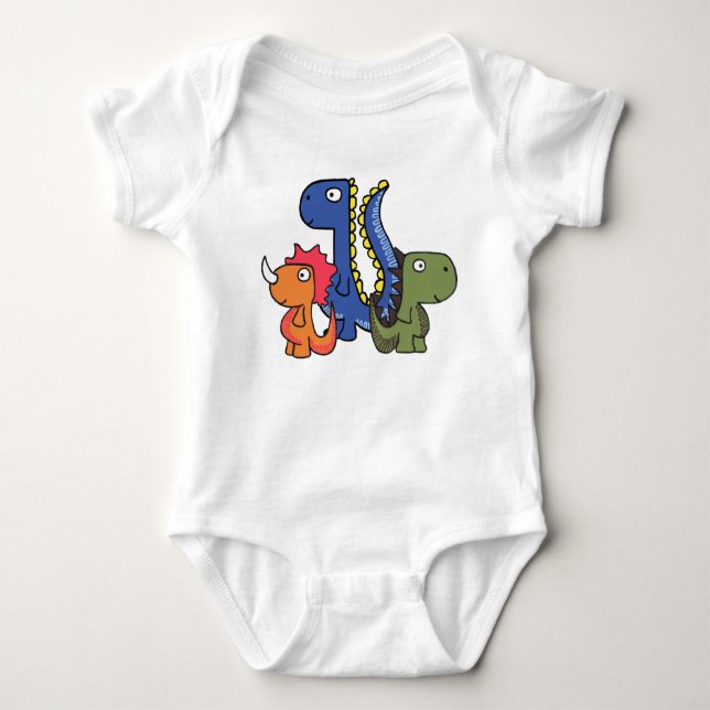 A whimsical dinosaur friend, cute and adorable. baby bodysuit (Front)