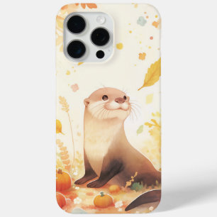 A Whimsical Fall with Otter and Pumpkins iPhone 15 Pro Max Case