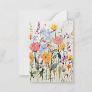 A whimsical floral design, wild flowers note card