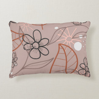 A Whimsical Flower and Leaves Print Accent Pillow