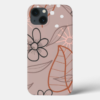 A Whimsical Flower and Leaves Print iPhone 13 Case
