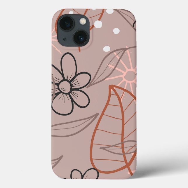 A Whimsical Flower and Leaves Print Case-Mate iPhone Case (Back)