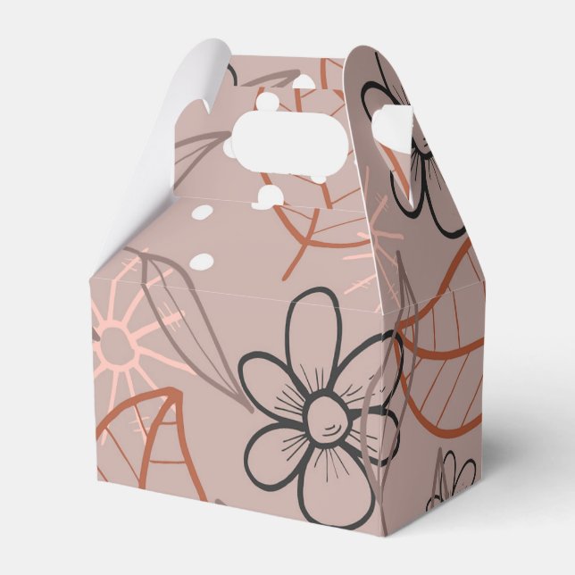 A Whimsical Flower and Leaves Print Favor Boxes (Front Side)