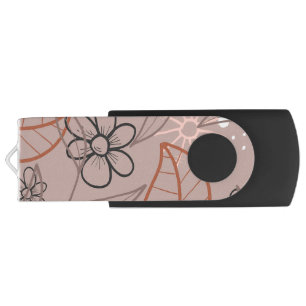 A Whimsical Flower and Leaves Print Flash Drive