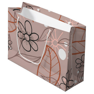 A Whimsical Flower and Leaves Print Large Gift Bag