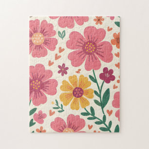 A Whimsical Garden Floral Pattern Jigsaw Puzzle