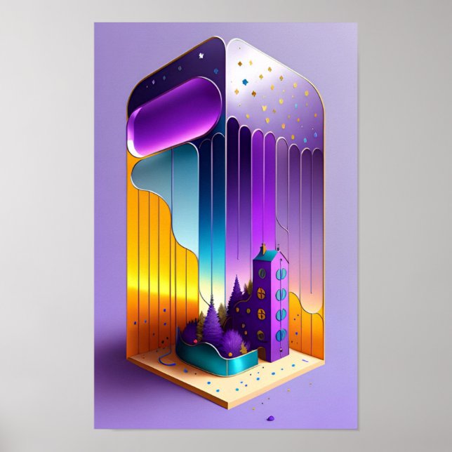 A Whimsical House and Trees Poster (Front)