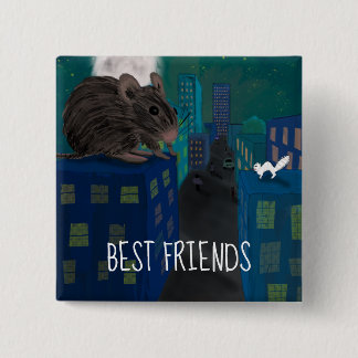 A whimsical mouse and cat chase button