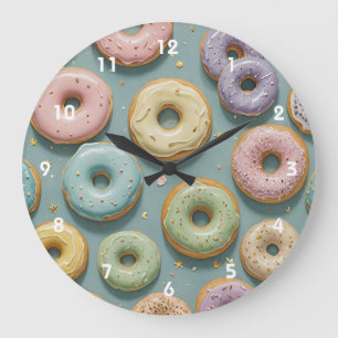 A Whimsical Pastel Donut Dream Large Clock