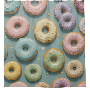 A Whimsical Pastel Donut Dream Shower Curtain