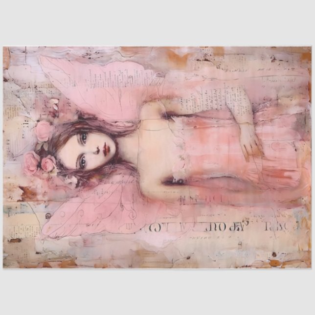 A Whimsical Pink Angel Series Design #9 Tissue Paper (Front)