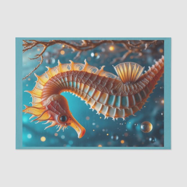 A whimsical seahorse tissue paper (Front)