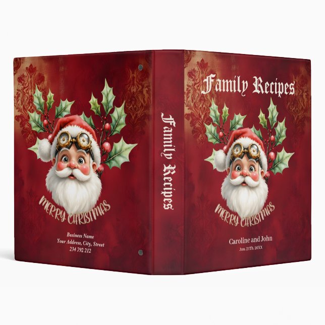 A whimsical steampunk Santa Claus  3 Ring Binder (Background)