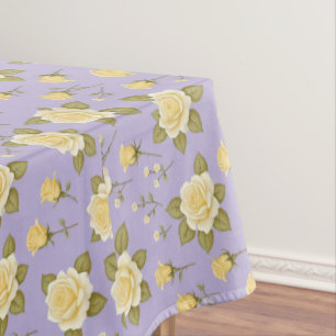 A Whimsical Tiny Yellow And White Roses Tablecloth