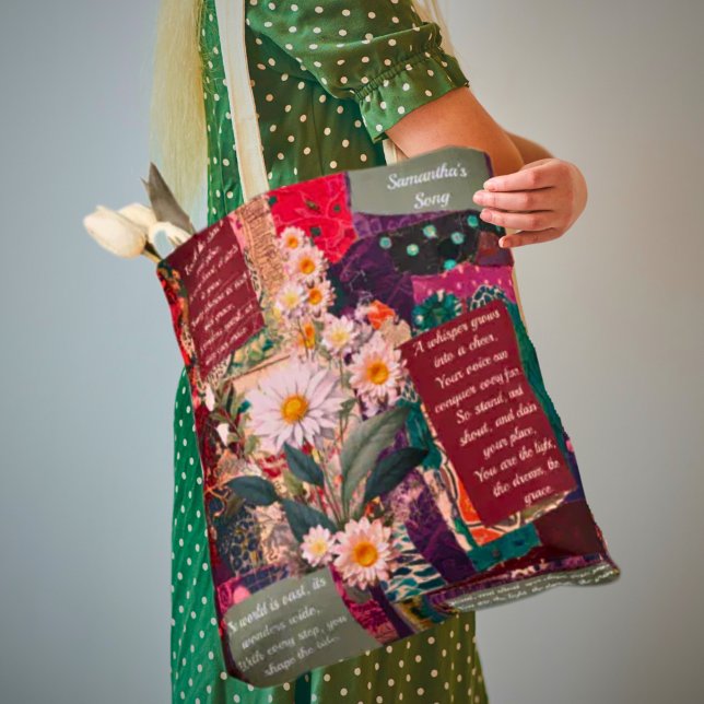 A Whimsically Bohemian Floral Personalized Poem Tote Bag (Creator Uploaded)