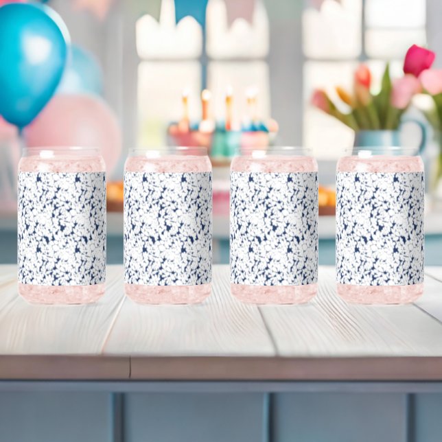 a white and blue background with a pattern can glass (Insitu (Baby Shower))