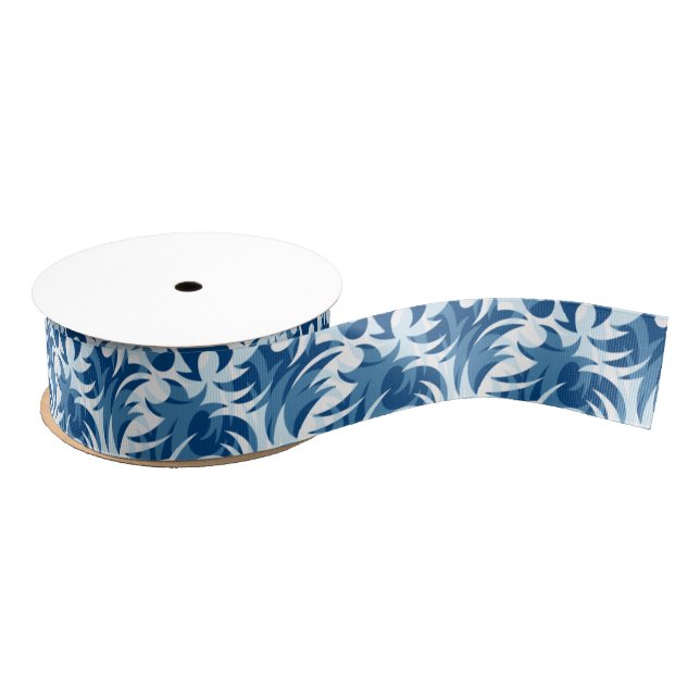 A White and Blue Pattern Ribbon (Spool)