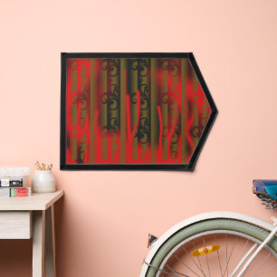 a white and brown striped wallpaper with a pattern pennant