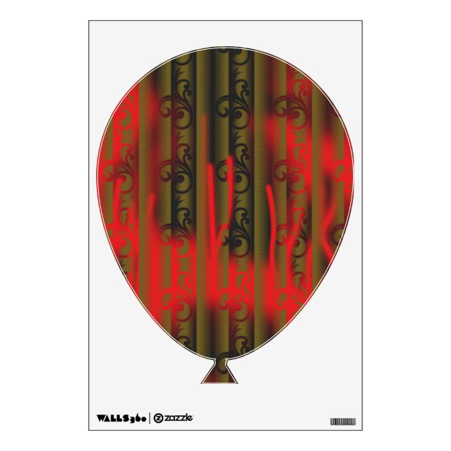 a white and brown striped wallpaper with a pattern wall decal (Front)