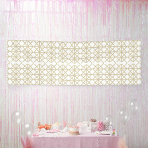 a white and gold geometric pattern banner