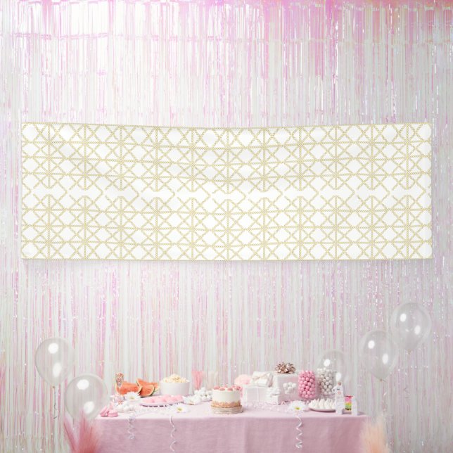a white and gold geometric pattern banner (Party)