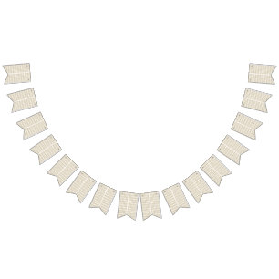a white and gold geometric pattern bunting flags