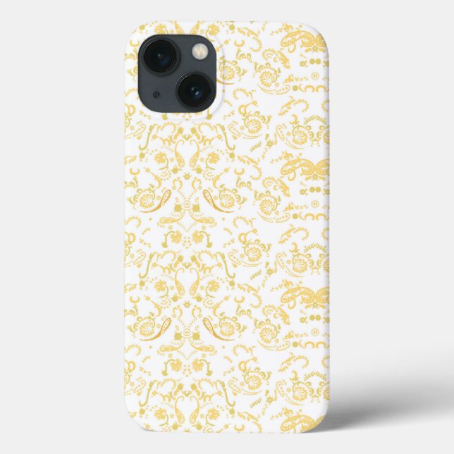a white and gold wallpaper with a pattern on it Case-Mate iPhone case (Back)