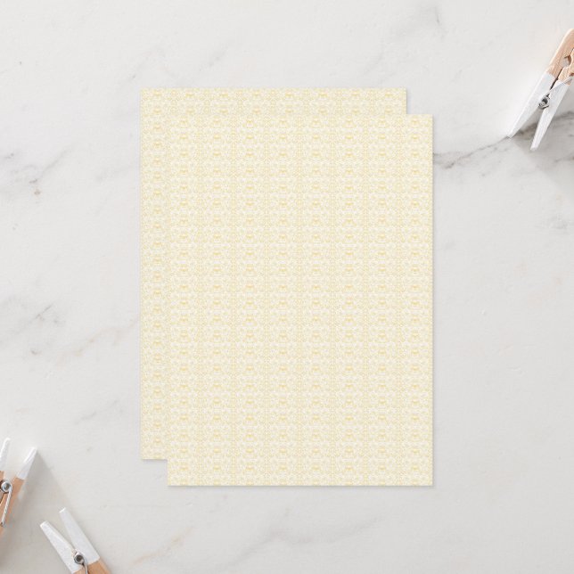 a white and gold wallpaper with a pattern on it invitation (Front/Back In Situ)