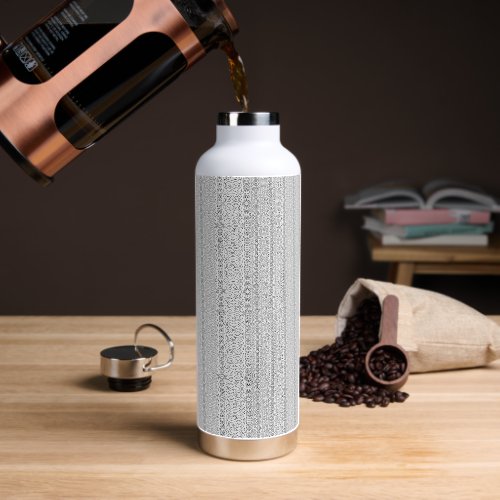 a white and gray wallpaper with a pattern on it water bottle