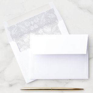 A white background displaying a playful arrangemen envelope liner