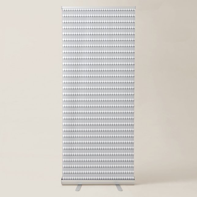  a white background with a pattern of circles retractable banner (Front)