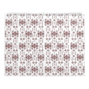 a white background with a red pattern on it calendar