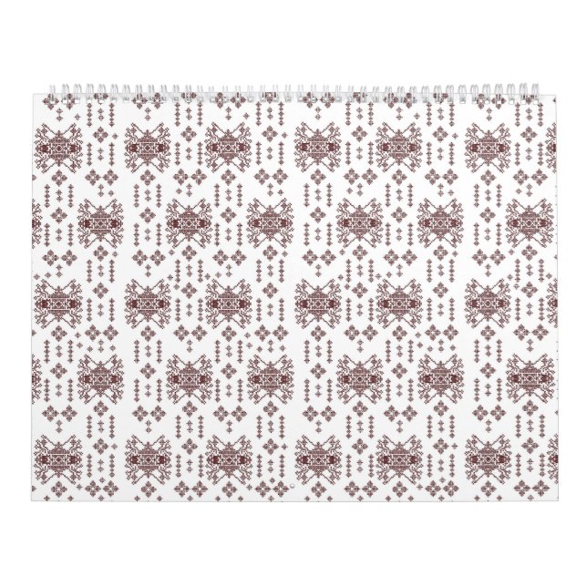  a white background with a red pattern on it calendar (Cover)