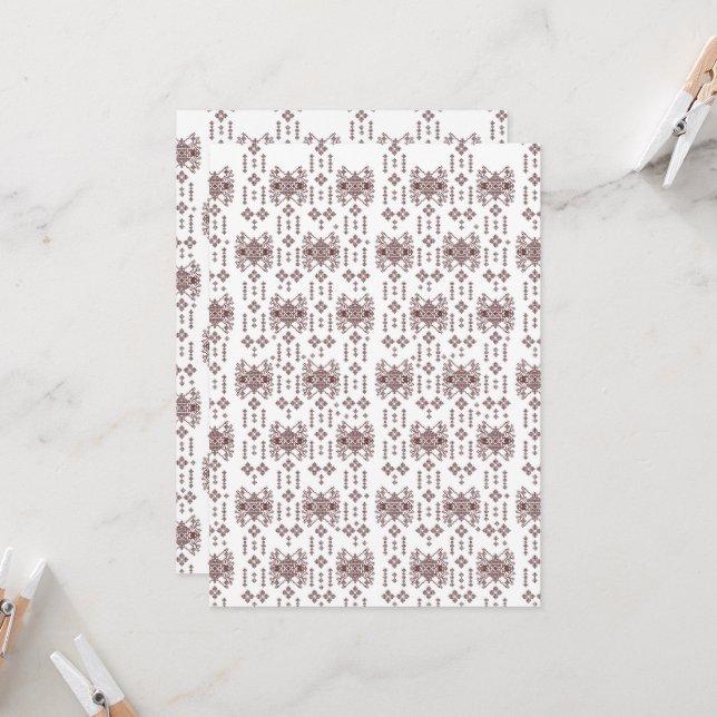  a white background with a red pattern on it invitation (Front/Back In Situ)