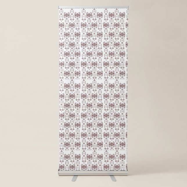  a white background with a red pattern on it retractable banner (Front)