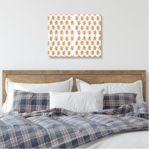 a white background with brown flowers on it canvas print
