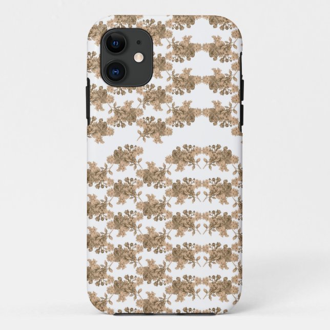  a white background with brown flowers on it Case-Mate iPhone case (Back)